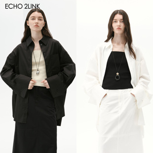 2LINKS｜纯棉纯色 设计感翻折袖 大廓形量感 极简长袖衬衫