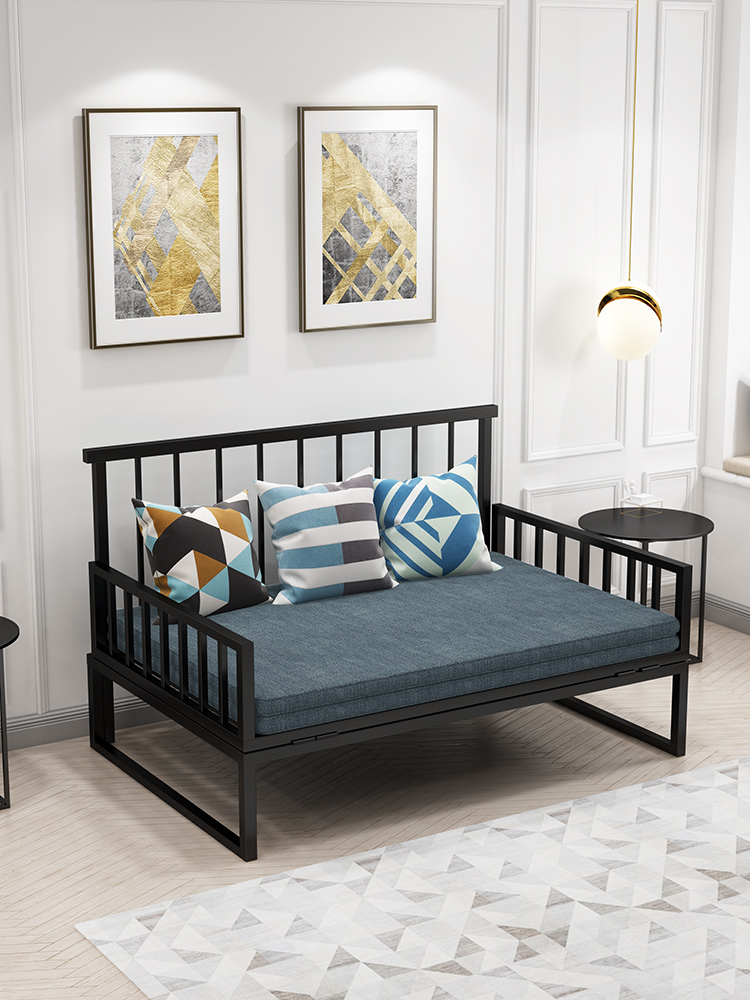 简约现代铁艺小户型家用客厅双人坐卧两用床多功能耐用金属沙发床