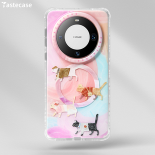 磨砂防摔手机套 原创可爱粉色猫咪Mate60Pro 猫磁吸手机壳适用于华为Mate60Pro保护壳新款 Tastecase穿衣服