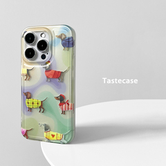 Tastecase艺术可爱腊肠犬狗狗适用苹果iPhone15ProMax手机壳14/13