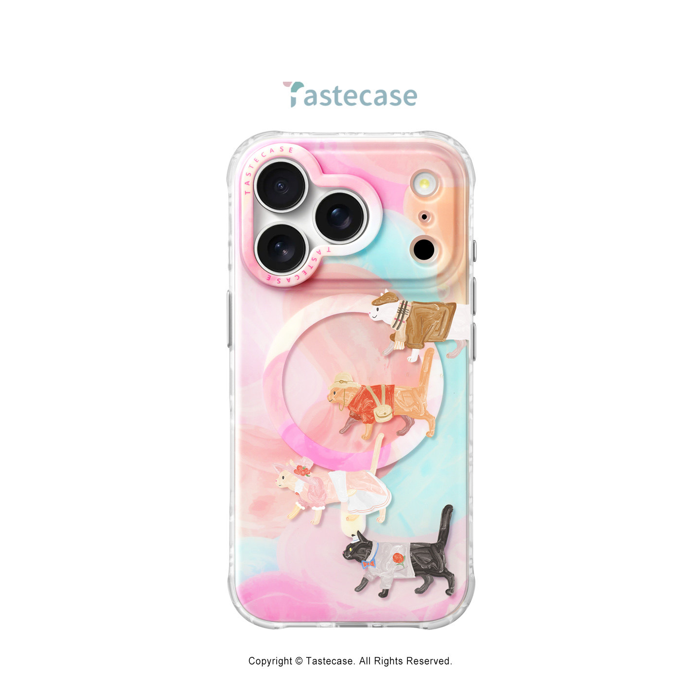 Tastecase穿衣服的猫磁吸手机壳适用苹果iPhone18ProMax粉色猫咪MagSafe磨砂新款原创萌宠17小众16防摔保护壳