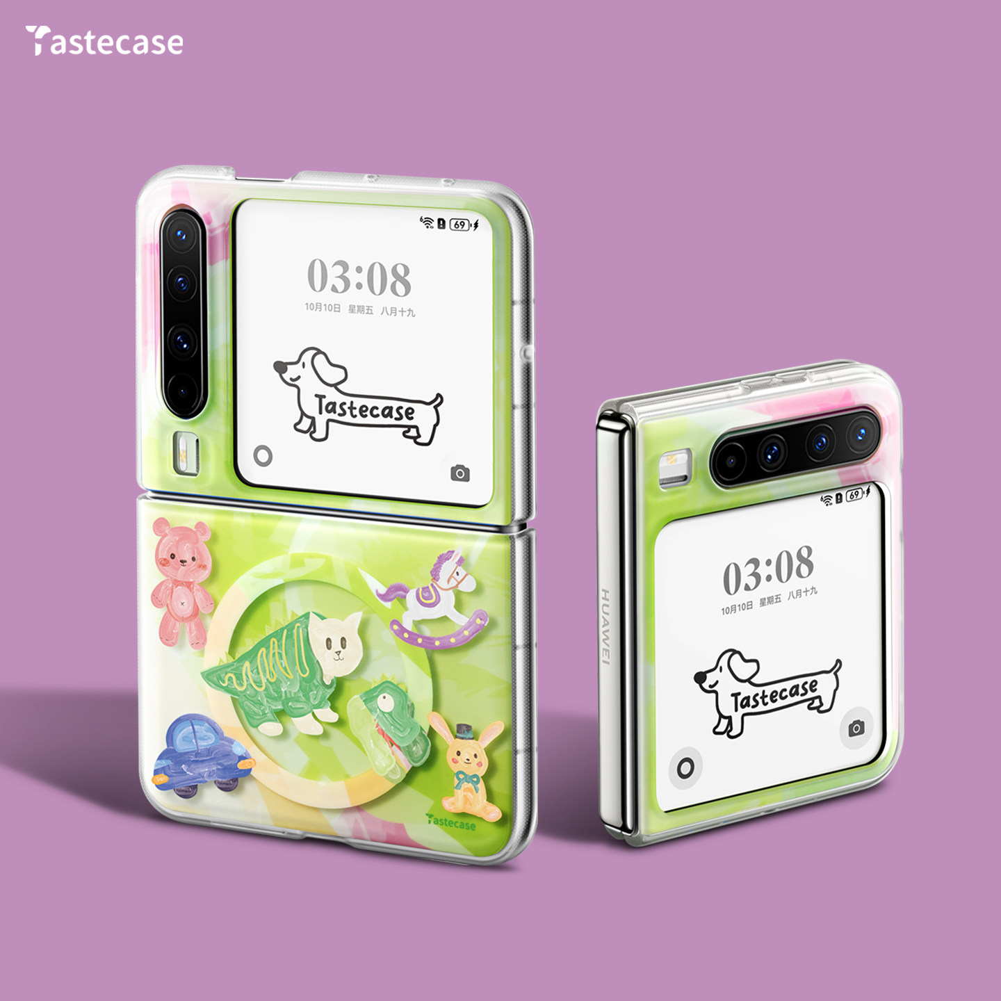 Tastecase恐龙猫磁吸手机壳适用华为Pura X典藏版折叠屏磨砂防摔保护壳新款原创可爱卡通猫咪磁吸手机支架