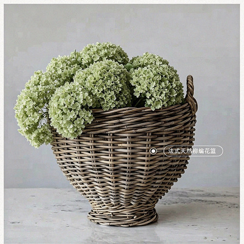 法式复古藤编花盆花篮种花养花