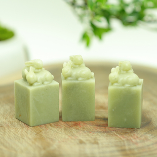 萌兔送锦盒青田石封门冻石章料金石篆刻印章石料规格章练习章包邮