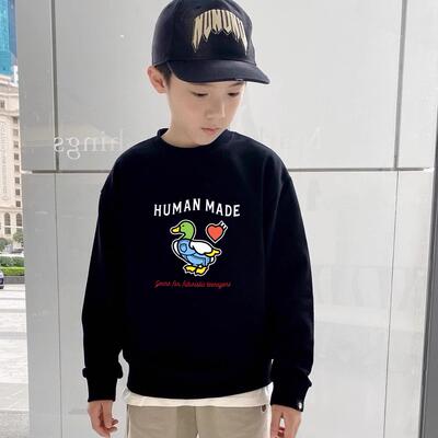 日系潮牌human made男童鸭子卫衣儿童装加绒毛圈上衣男孩2024新款