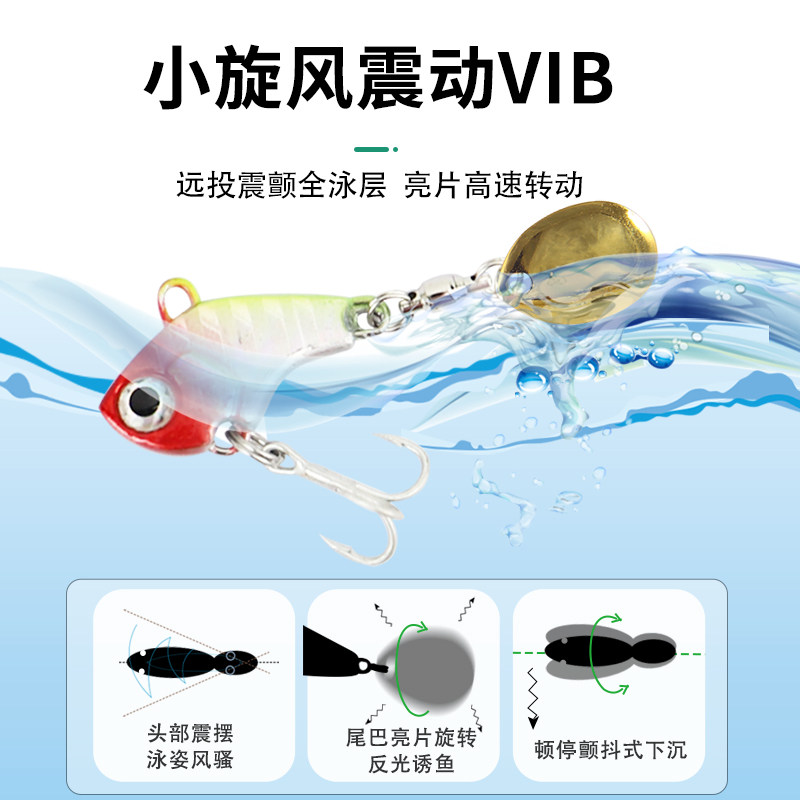 vib小旋风路亚饵震动旋转亮片