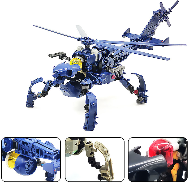 rihio无限深远1:60比例mm010蜻蜓直升机国创变形玩具机甲拼装模型