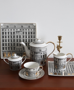 Lovely仪式 DECO全套描金把手建筑系列咖啡杯茶壶奶缸系列 感ART