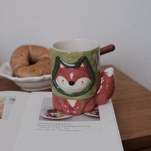 Lovely.手绘釉下彩治愈系小动物陶瓷手握咖啡杯水杯礼物杯