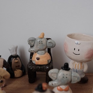 Hi Lovely.麦麦原创手作陶瓷可爱小动物香插摆件水杯器物