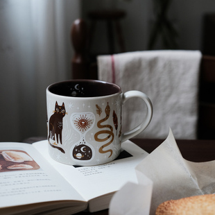 Lovely.魔法森林神秘猫咪陶瓷马克杯水杯咖啡杯圣诞猫咪咖啡杯