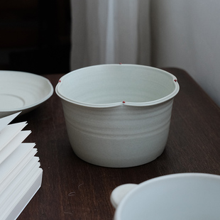 Hi Lovely.青绿色幸运草系列复古粗陶一人食沙拉碗汤碗碗碟组合