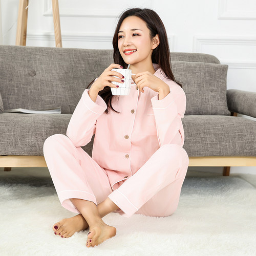 情侣柔软休闲居家服外穿长袖睡衣