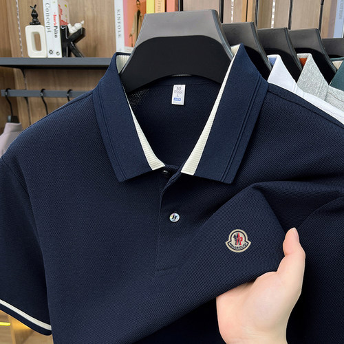 蒙口柒男士短袖POLO衫T恤夏季新款桑蚕丝正品商务休闲翻领免烫