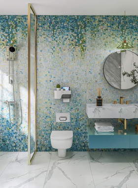 冠珠卫生间花砖60×120阳台墙砖浴室背景墙渐变油画瓷砖艺术花片