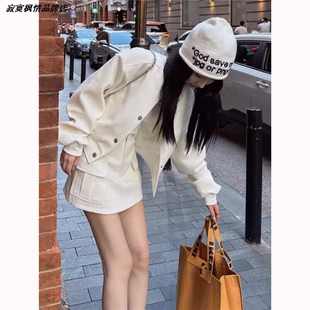 短款新款短裙春秋夹克外套套装女棒球服小个子时尚港风韩版两件套