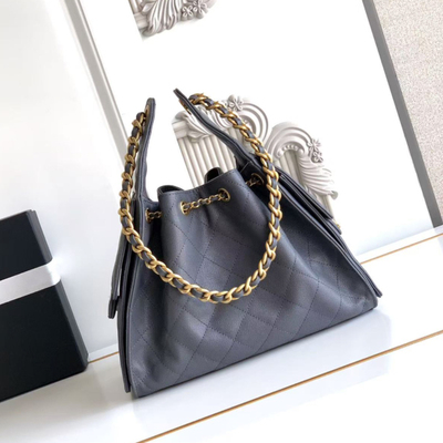 2025新款小香风菱格链条包水桶包真皮时尚潮流行百搭单肩包女