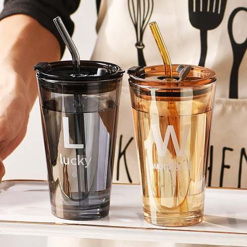 奶茶杯子家用重复使用冷饮吸管杯