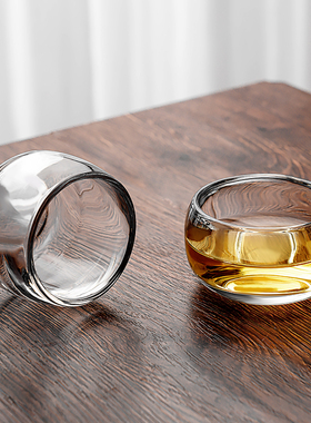 加厚水晶扳指杯玻璃水杯透明家用主人杯品茗小酒杯功夫喝水泡茶杯