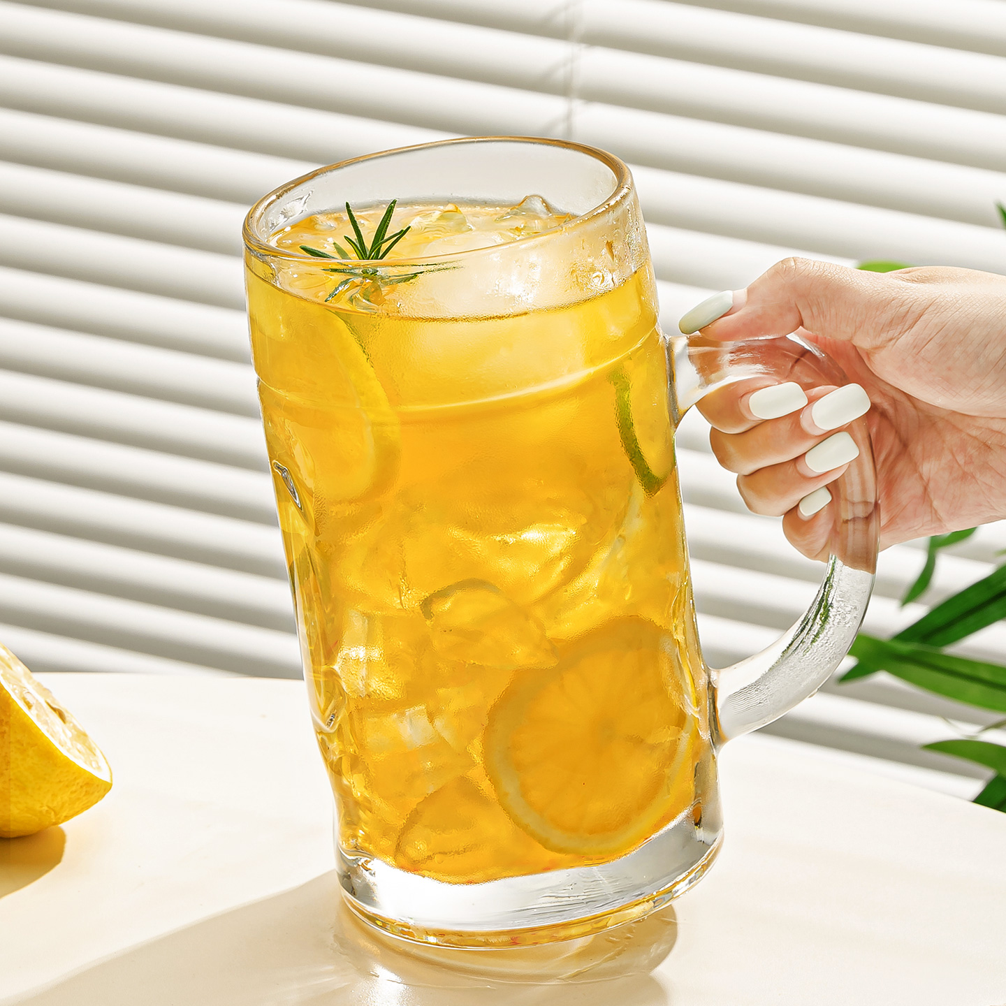 大容量玻璃杯加厚果汁啤酒杯