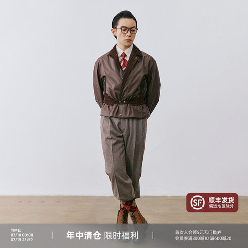 平圆方中男短款油蜡马术夹克外套