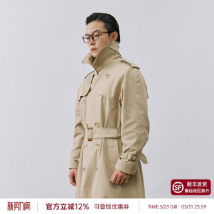 经典 2025双排扣休闲插肩袖 中长款 秋冬新款 大衣外套 战壕风衣男