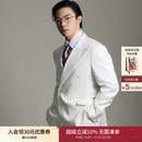 西裝 男士 平圓方中西服夏季 輕薄透氣商務休閑天絲 白色亞麻套裝