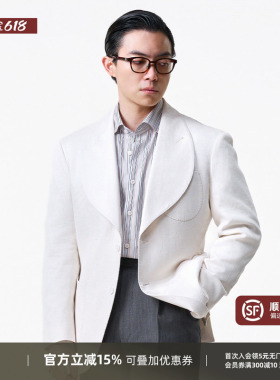 【意式薄胸衬】PYFZ白色青果领西装外套宴会礼服新郎结婚西服男款