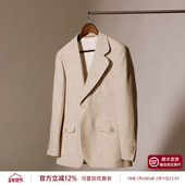 平圆方中米色西装 55%羊毛 未闻花名单西羊绒混纺休闲西服男