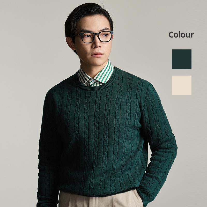针织毛衫圆领男士麻花