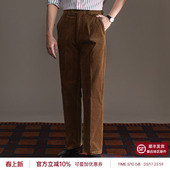 子高级感复古秋冬长裤 平圆方中高腰加厚直筒裤 灯芯绒休闲裤