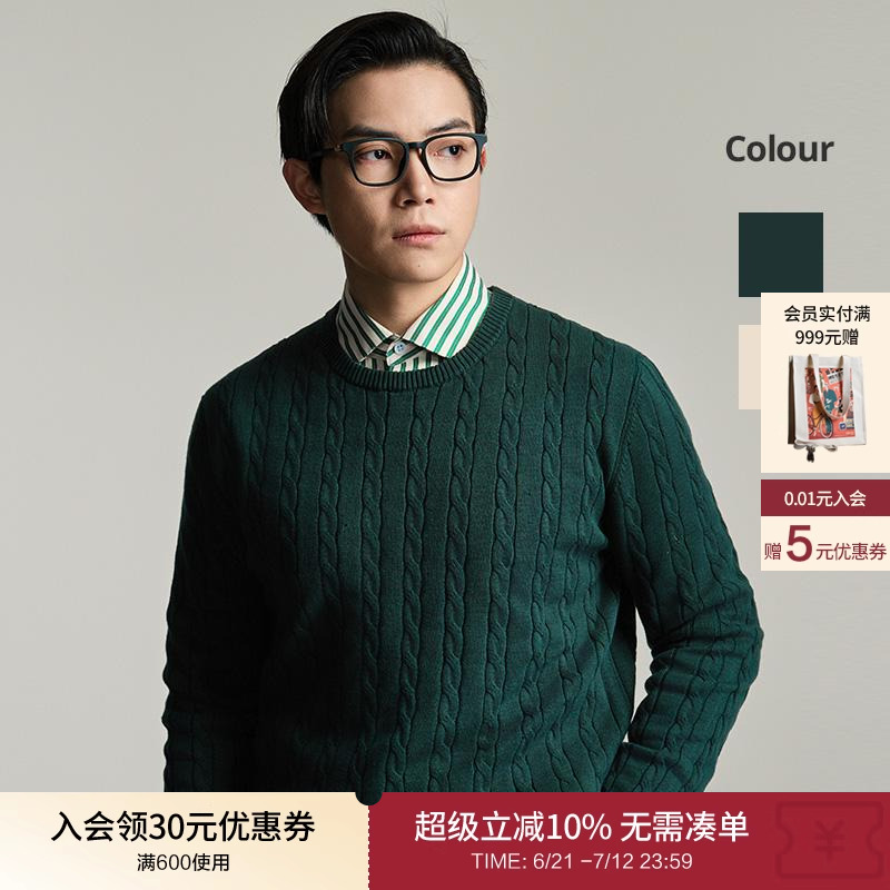 针织毛衫圆领男士麻花