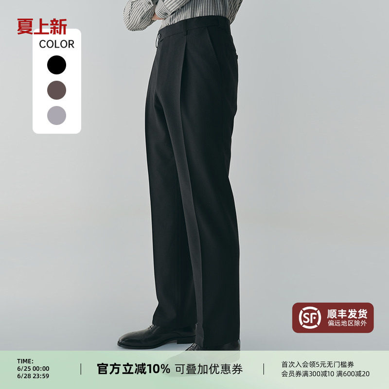 【抗皱伸缩腰】平圆方中商务羊毛西裤男正装直筒裤西装裤休闲裤