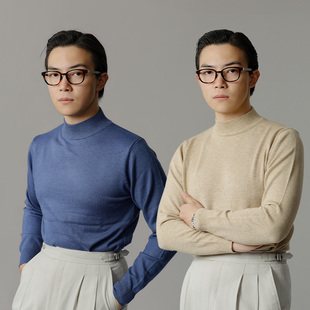男士 平圆方中毛衣男内搭针织衫 半高领打底衫 多色可选可机洗