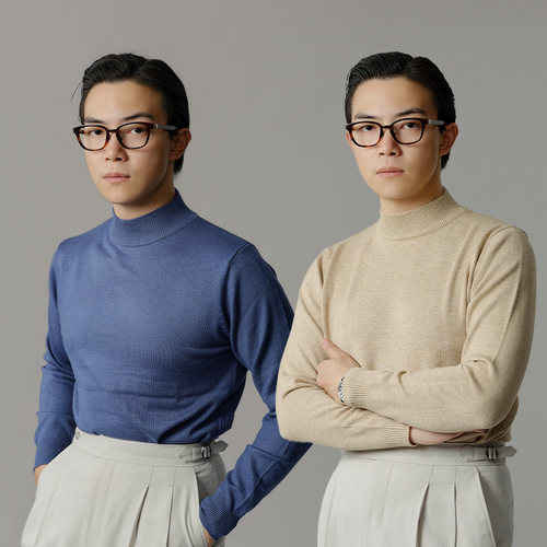 平圆方中半高领内搭打底衫男