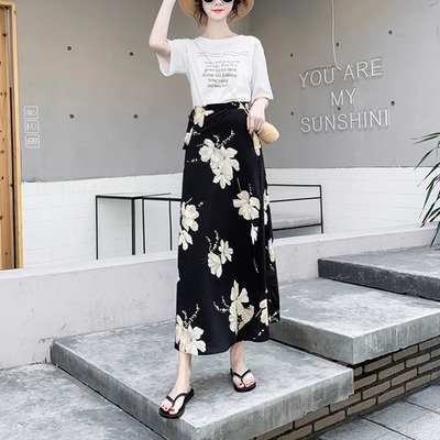 泰国沙滩一片式雪纺碎花半身裙