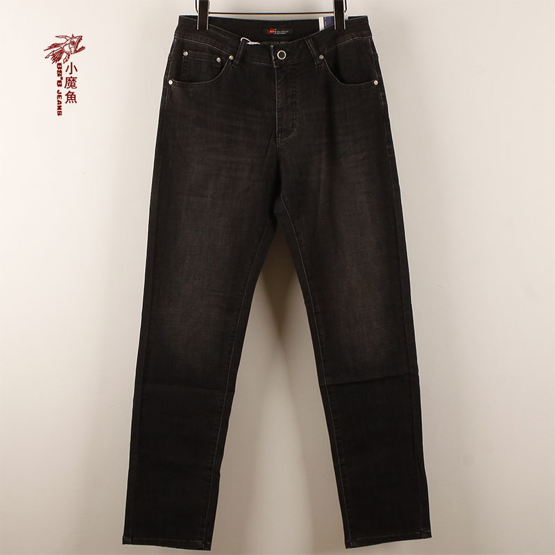 小魔鱼专柜正品宽松直筒男牛仔裤