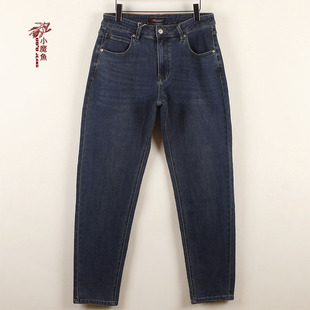 小魔鱼专柜正品 340960M01B绣花萝卜脚秋冬弹力宽松高腰男牛仔裤