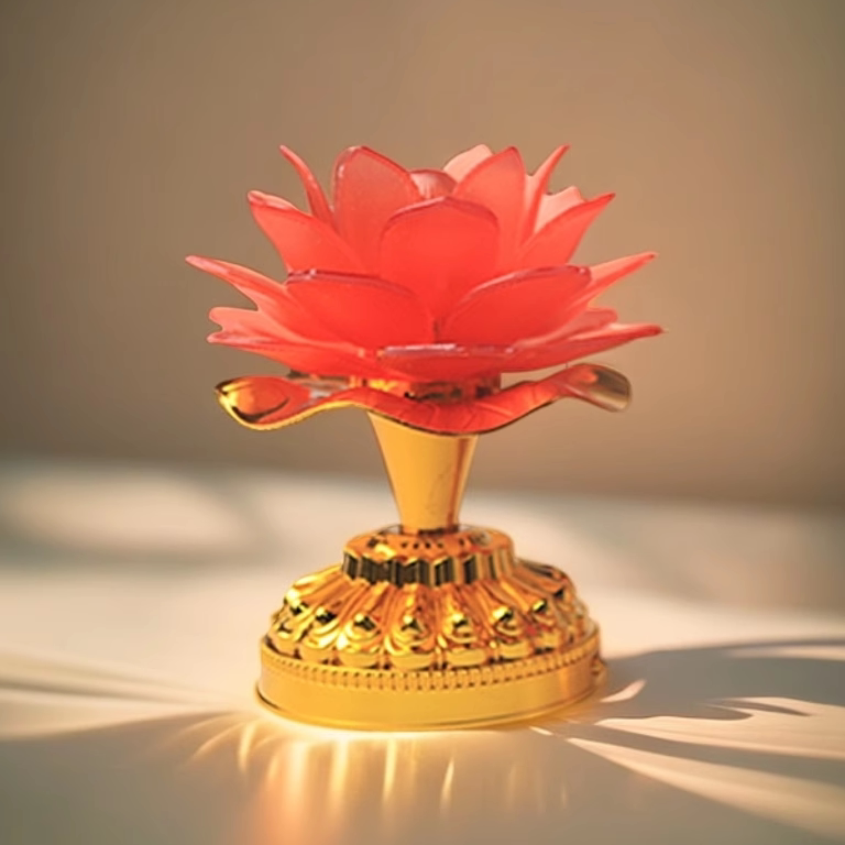 莲花灯荷花灯led七彩长明灯插电家用插电电池佛供灯佛堂供奉净心