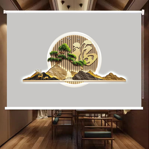 免打孔家用遮阳卷拉式中式卷窗帘