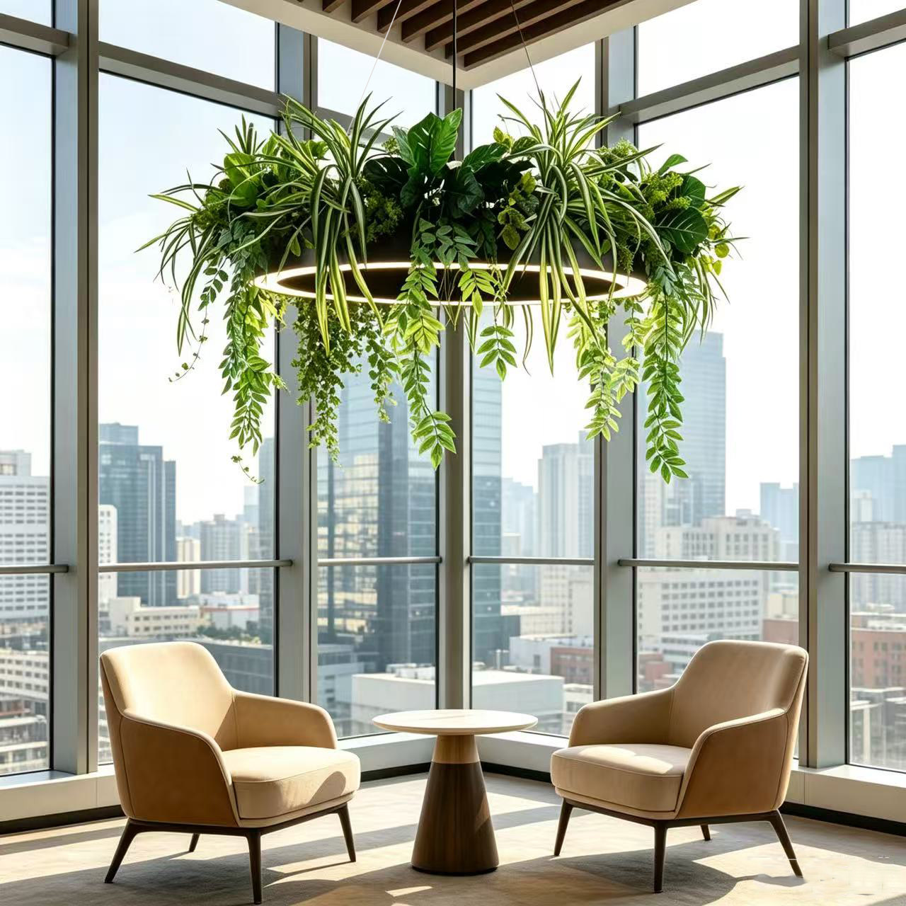 仿真绿植大圆环商用装饰吊灯