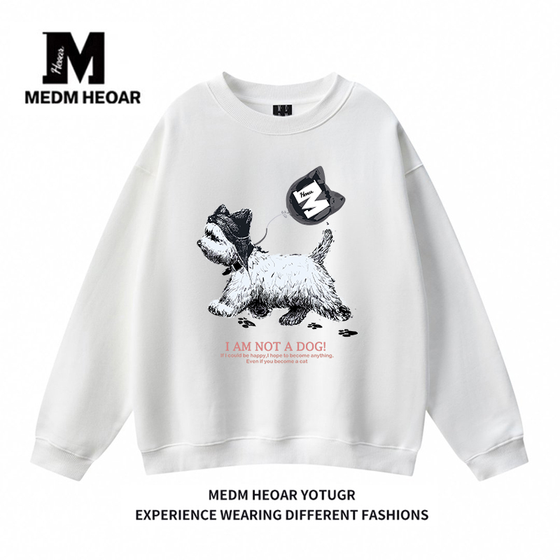 MEDM猫耳帽子气球小狗圆领卫衣