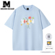 HEOAR国潮短袖 T恤男女纯棉花束字母情侣夏季 美式 MEDM 休闲半袖 潮