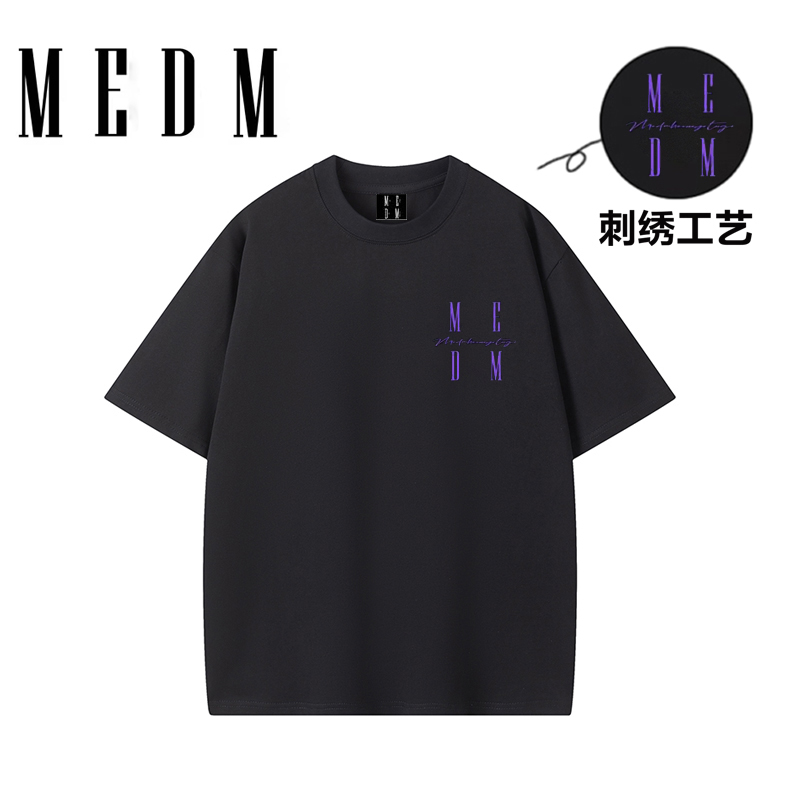 MEDM HEOAR基础短袖男女纯棉国潮美式高街刺绣T恤王鹤棣同款夏季