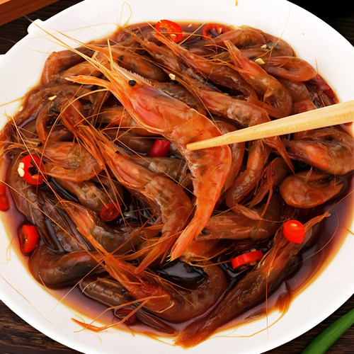 捞汁生腌虾生呛红芒子虾红莽子酱红毛虾醉虾小虾炝虾潮汕海鲜即食