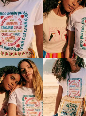 Sezane现货2025夏新款女款休闲圆领短袖T恤上衣显瘦百搭法式复古