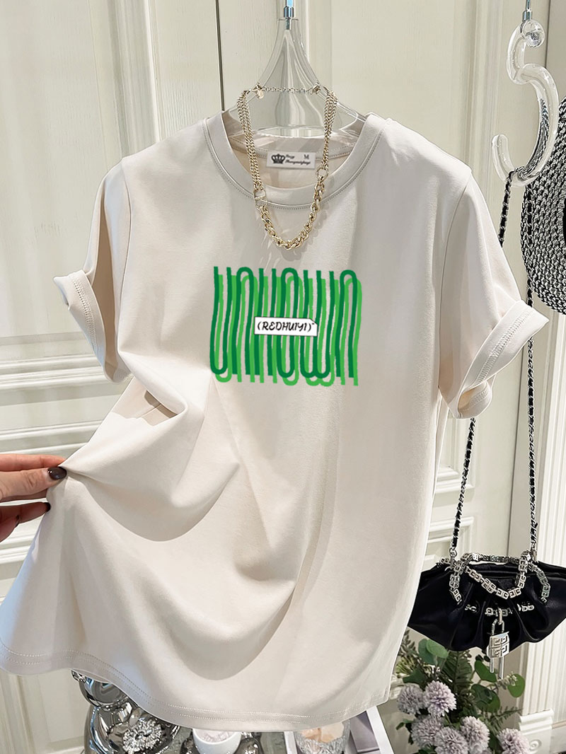 显瘦夏季印花中长款打底衫