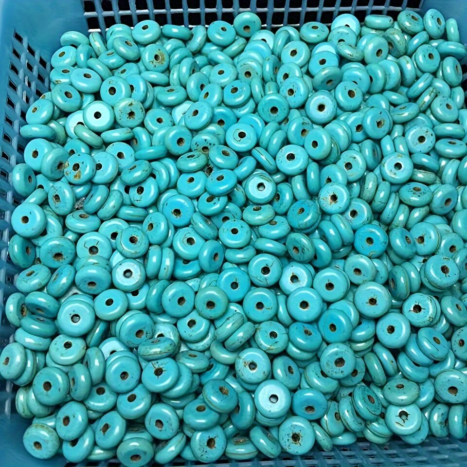 3*6MM高瓷蓝绿松石扣片佛珠手串散珠配珠项链手串配件手链DIY配件