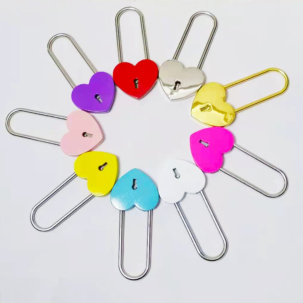 长款同心锁桃心爱心型挂锁景区小锁头多彩健身房情人锁加长梁礼品