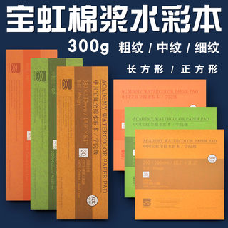 宝虹水彩纸水彩本手绘画画本长方形正方形学院手绘本300g全棉棉浆